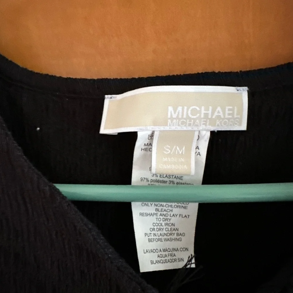MICHAEL Michael Kors Black Poncho Blouse Gold Chain Accent S/M NWOT